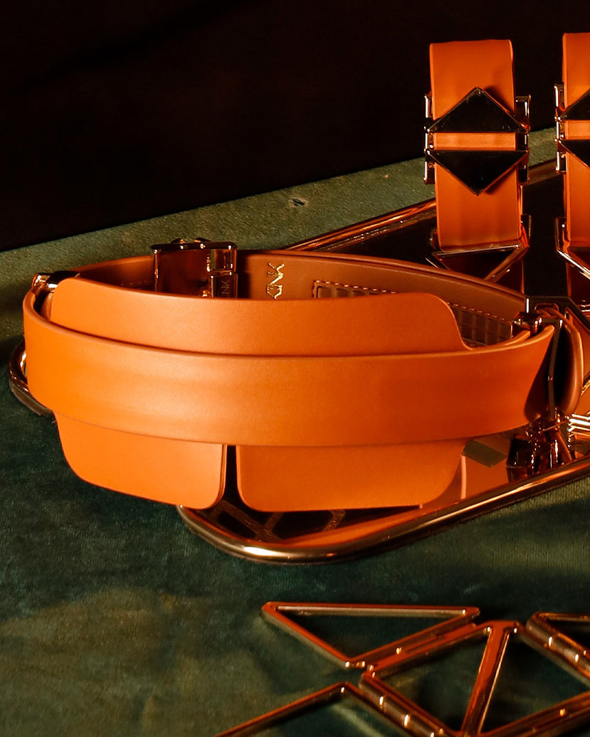 Luxury Leather Bondage Blindfold kit - Brown - Bondage Blindfold - Lockink