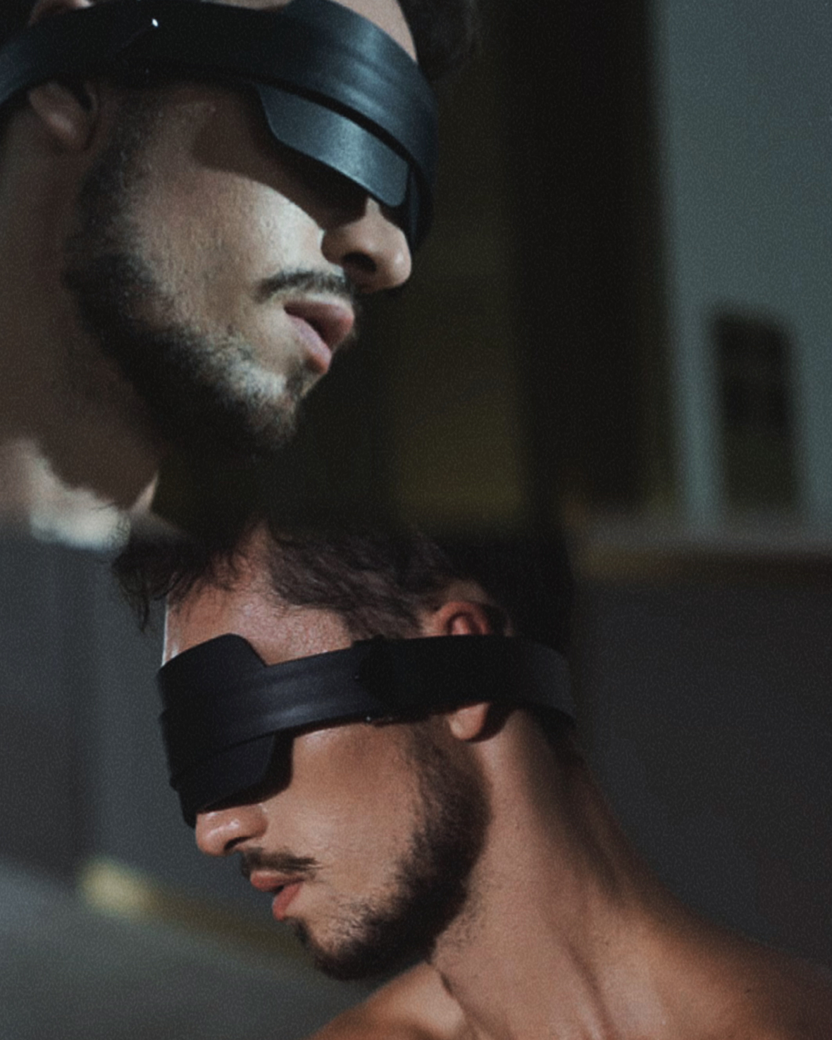 Luxury Leather Bondage Blindfold kit - Black - Bondage Blindfold - Lockink