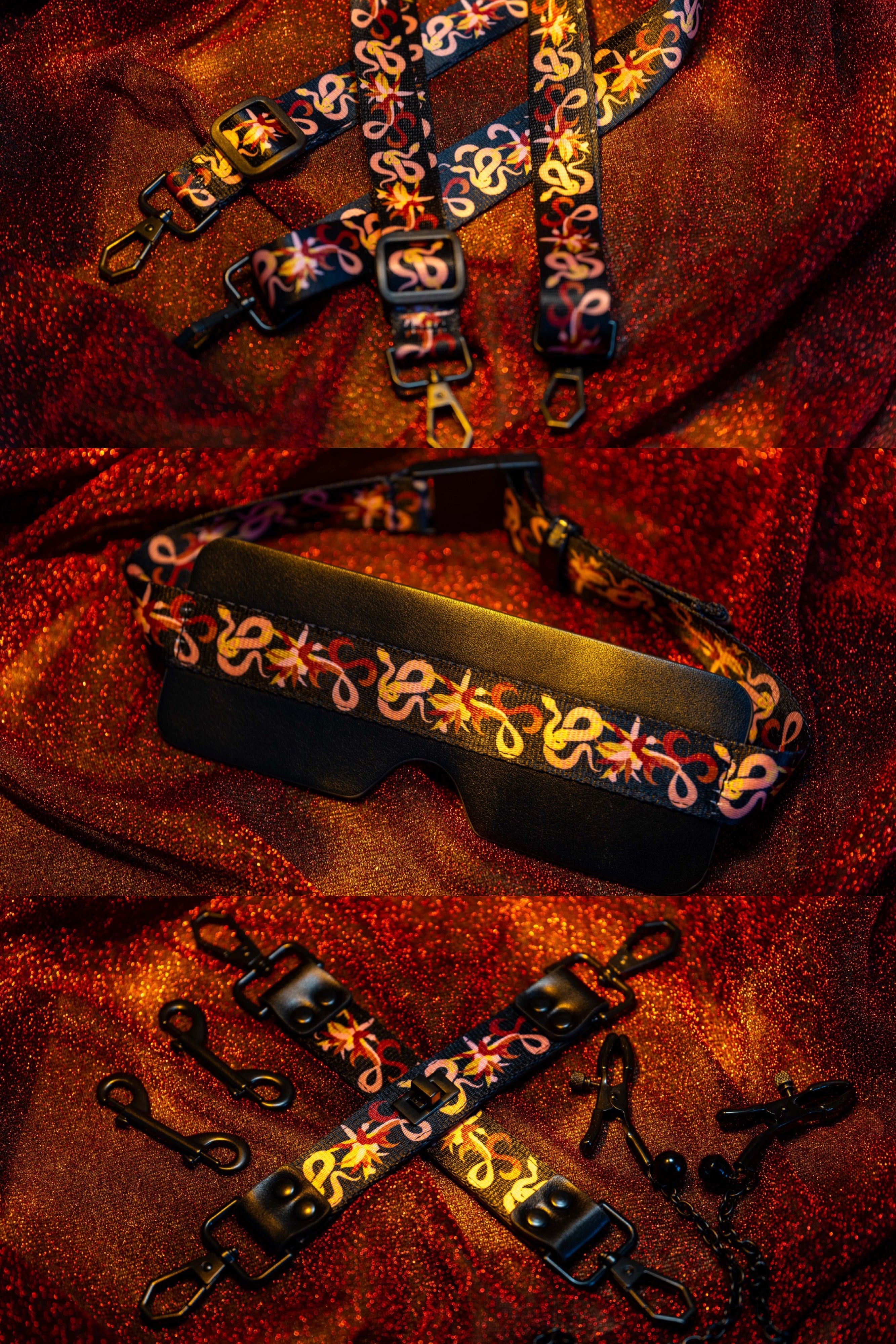 Flowering Serpent Leather Bondage Restraint Set - Bondage Set - Sevanda