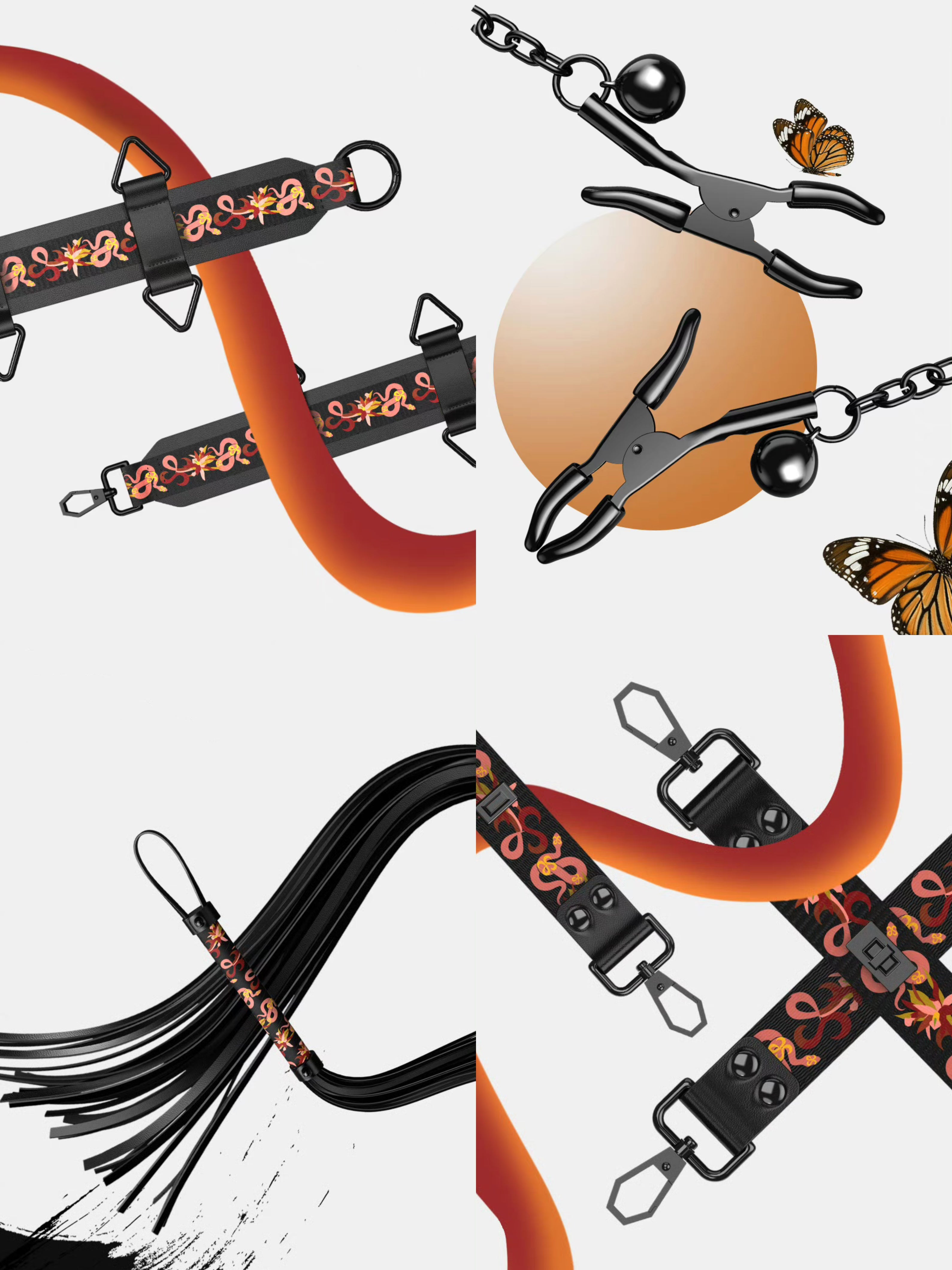 Flowering Serpent Leather Bondage Restraint Set - Bondage Set - Sevanda