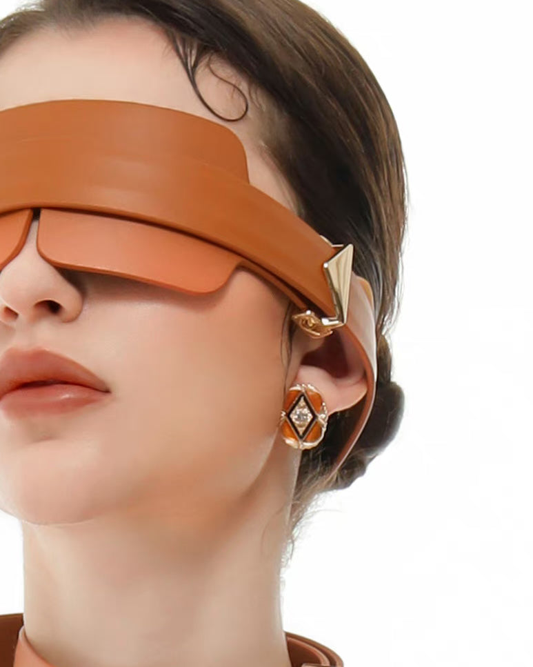 Luxury Leather Bondage Blindfold kit - Brown - Bondage Blindfold - Lockink