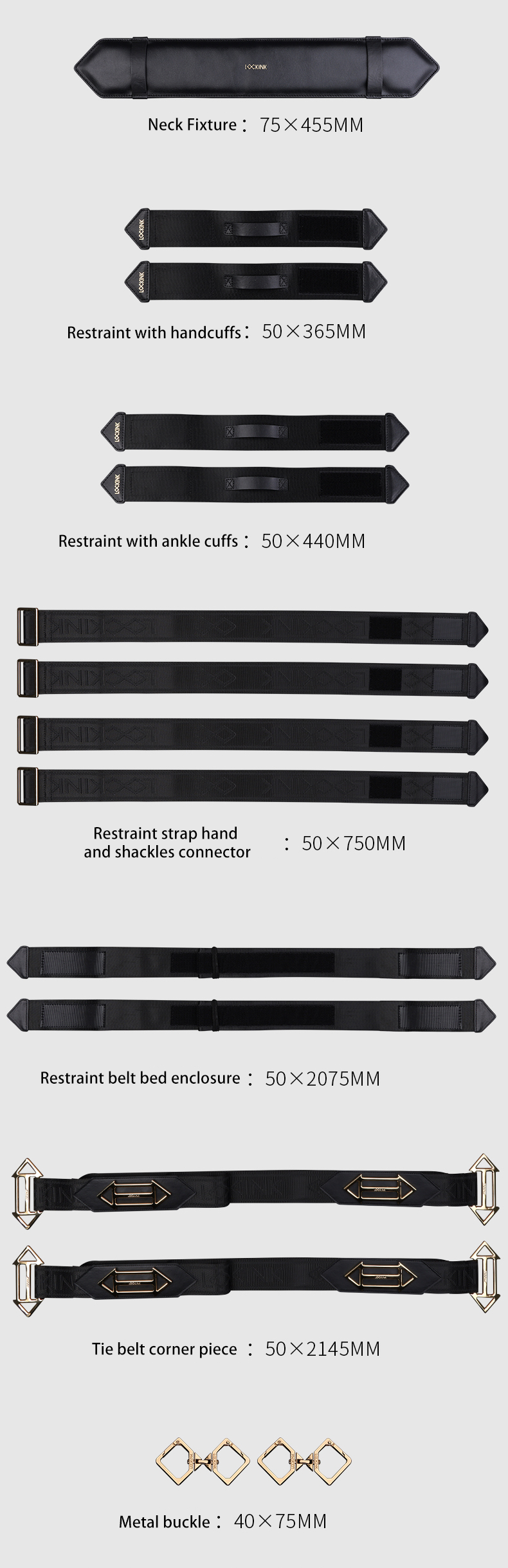 BDSM Adjustable Bed Restraint Kit - Bondage Set - Lockink