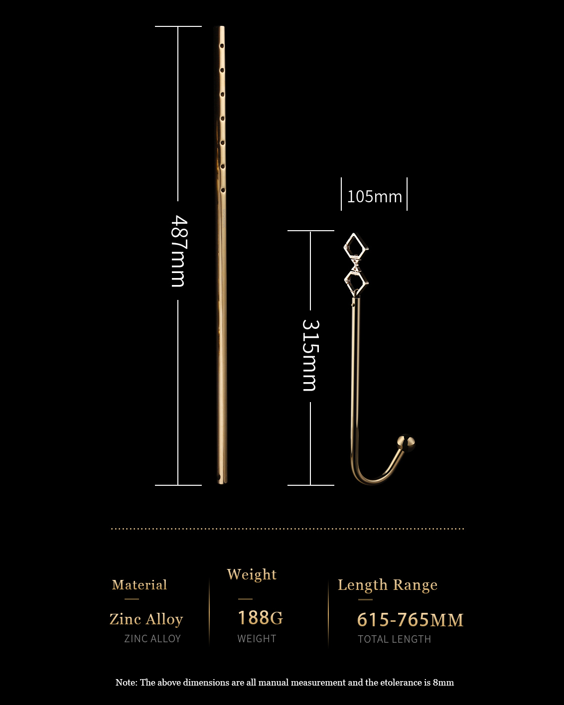 Adjustable Golded Metal Anal Hook - Anal Toys - Lockink